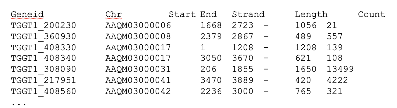Typical featureCounts output